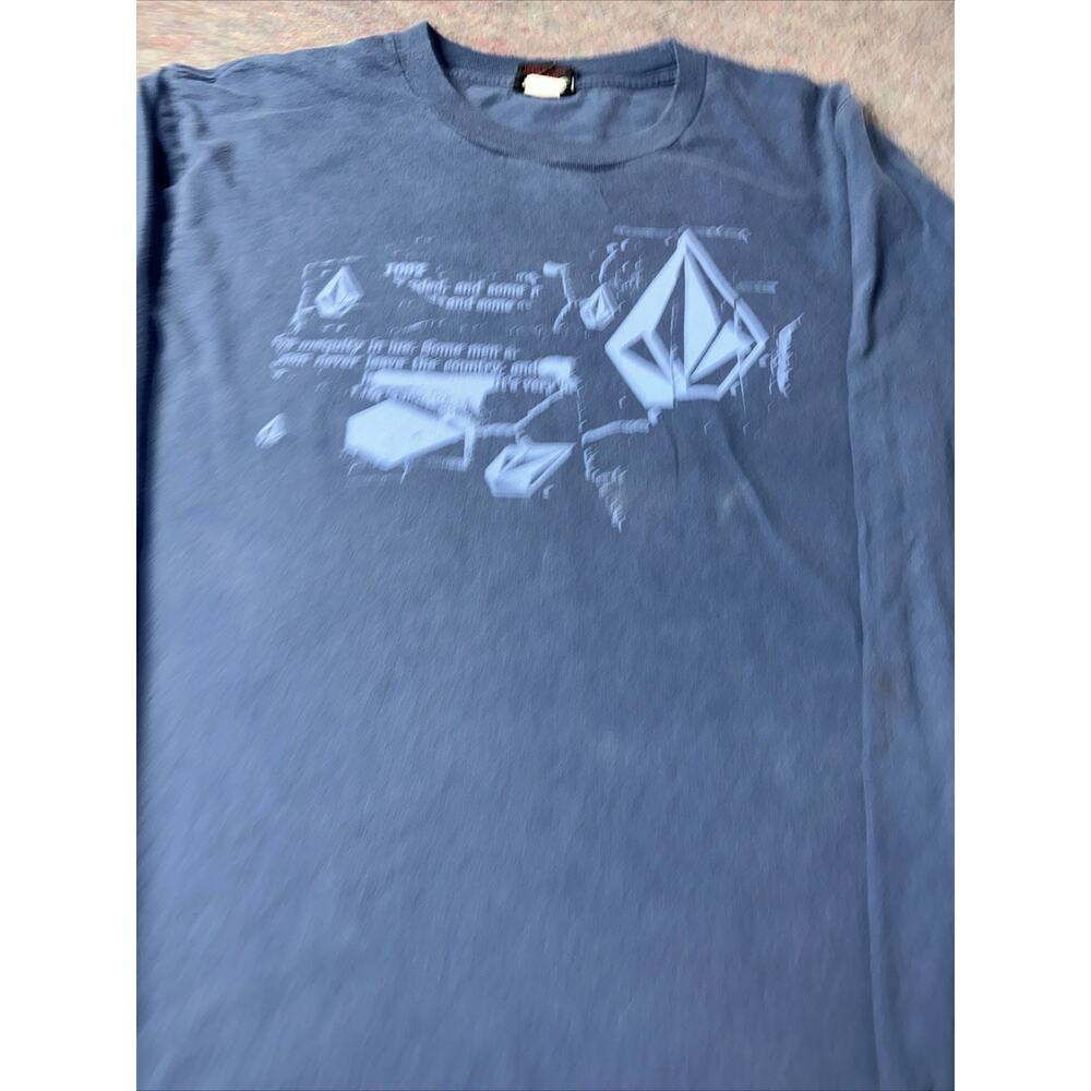 Vintage Y2K Volcom Logo Long Sleeve T Shirt Mens Size L Blue Skater Tee Punk